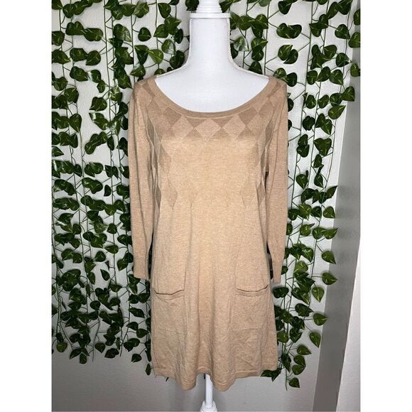 August Silk Tan Heather Cotton Blend Long Sleeve Tunic Top Size Large NWT - Picture 1 of 6